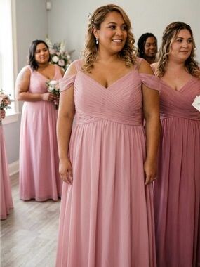 Dusty Pink Cold Shoulder Chiffon Maxi Dress